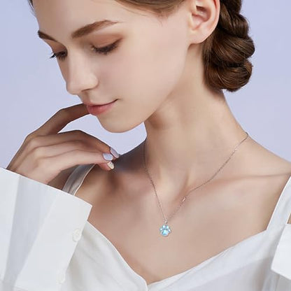 Heart/Cross/Infinity Moonstone Urn Necklace for ashes for Women Sterling Silver Dainty Cremation Jewelry Trendy Ashes Keepsake Memorial Gift for Mother/Grandma/Sister/Husband - style: Paw Print