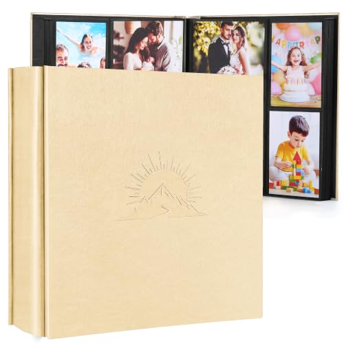 DazSpirit 4x6 Photo Album, 1000 Pockets, Leather Cover with Slip-In Pages - color: Beige, size: 1000 Pockets
