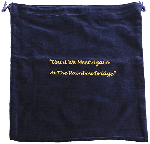 Extra Large Blue Velvet Rainbow Bridge Cremains Bag for Ashes - Extra Large Size 13"L x 15"H - for Holding 400 Cubic Inches of Pet Cremains - Includes Plastic Bag for Ashes - color: Blue, size: Extra Large