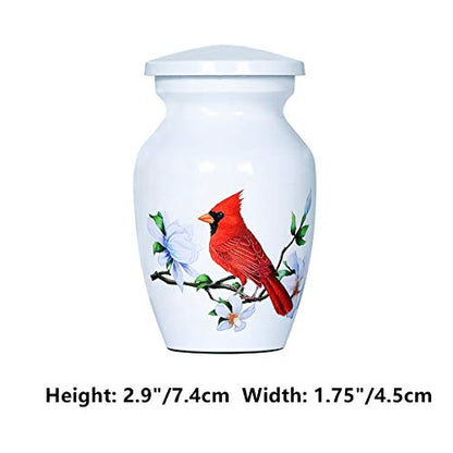 Small Cardinal Urn for Human or Pet Ashes, Mini Funeral Memorial Urns - size: 1 Keepsake Urn