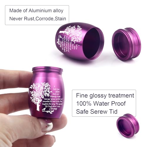 Weikui Cremation Urn Necklace Set of 6 - Small Stainless Steel Urns for Human/Pet Ashes - Keepsake Sharing Urns - Memorial Ashes Holder - Life Tree Pattern - Purple Customized - color: 6pcs-purple Customized