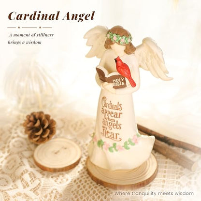 Cardinal Gifts for Women Angel Cardinal Figurine Decor Memorial Sympathy Gifts for Loss of Loved One Book Design Angel with Cardinal - style: Book Design Angel with Cardinal