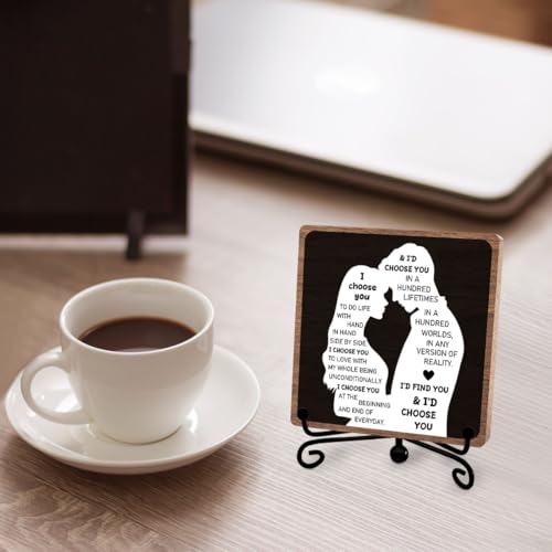 Romantic Love Quote Gift, Anniversary Wedding Love Heartwarming Sign, 5×5 | Couples Desk Decor, I Choose You Valentines Day Wooden Plaque, Thoughtful Keepsake for Wife Husband Boyfriend Girlfriend - style: To my love