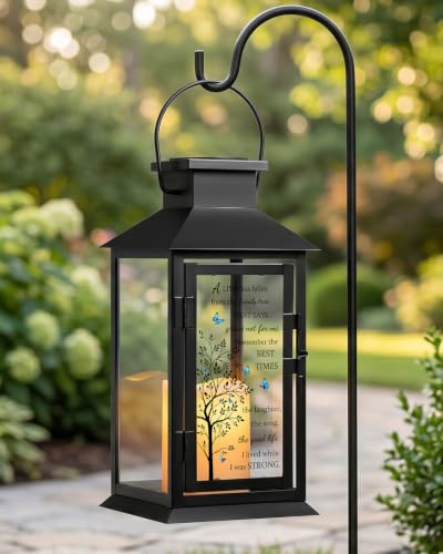 Solar Memorial Lantern Outdoor Waterproof, Sympathy Gifts for Loss of Loved One Mom Dad, Remembrance Grief Condolences Gift for Loss, in Memory of Loved One Gifts - style: A Limb Has Fallen/Black