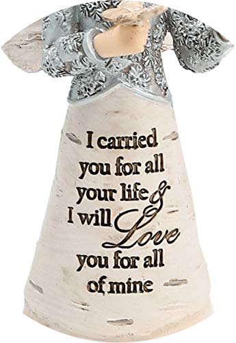 Pavilion - Angel Figurine Floral Spring Home Decor Grandma Nana Mimi Granny Gigi Present from Granddaughter Grandson Grandkids Daughter Friend Aunt Sister Gift (I Carried You)