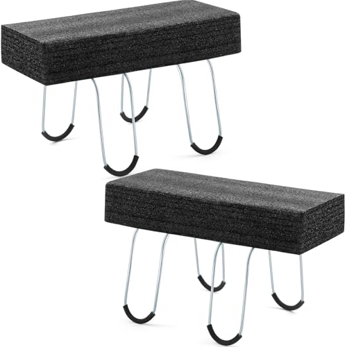 Juexica 2 Pcs Headstone Flower Saddle with Floral Foam, 12 Inch Rustproof Galvanized Wire Cemetery Saddle for Grave Flower Holder, Outdoor Memorial Decoration, Black