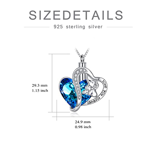 WINNICACA Silver Cremation Urn Necklaces for Ashes of Loved Ones - style: Elephants Crystal Necklaces