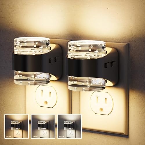 JandCase LED Night Light, Bubble Night Lights Plug into Wall Auto, 3 Color - color: Black