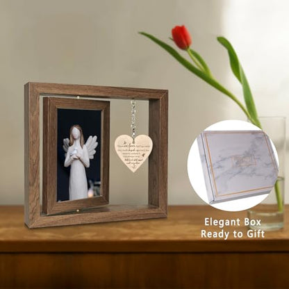 EYITUPC Rotating Memorial Wood Picture Frame Loss Loved One Sympathy Gift - color: Those we love don't go away