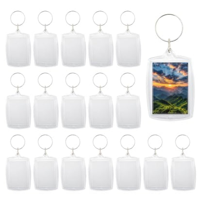 20Pcs Acrylic Keychain Blanks, Acrylic Photo Frame Keychain for Personalized Pictures, Artwork, Gifts with Split Rings