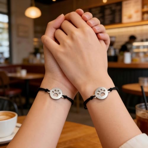 2pcs Commemorative Bracelets,Sympathetic Paw Print Friendship,Commemorative Gift for Cat and Dog Lovers