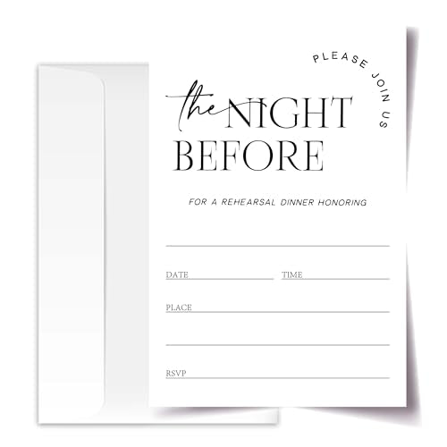 Wedding Rehearsal Dinner Invitation Cards with Envelopes Pack of 20 (4"x6") - Join Us The Night Before - Invitations for Wedding Rehearsal Dinner.(140)
