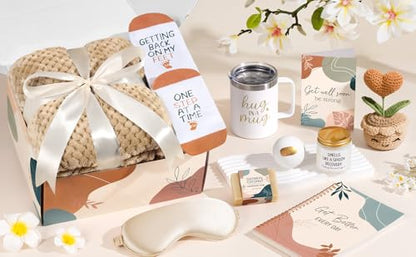 Get Well Gifts Basket for Women After Surgery Recovery Cancer Care Package | Get Well Soon Gift Baskets Feel Better Chemo Self Care Package Thinking of You Encouragement Comfort Gift Box for Sick Friend - color: Light Tan
