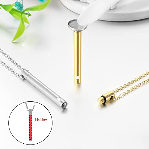 XIUDA Urn Necklace for Ashes Stainless Steel Cremation Necklace with Crystal Memorial Pendant Necklace - color: set-2-engraving