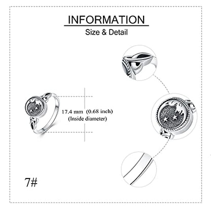 YAFEINI Moon and Star Urn Ring for Ashes Sterling Silver Abalone Shell Memorial Keepsake Rings Cremation Jewelry for Women - style: urn ring