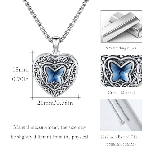 Locket Necklace for Women 925 Sterling Silver Celtic Locket Pendant Necklace Moonstone/Turquoise/Black Agate Heart Shaped Locket Necklace Jewelry Gifts for Women - style: Filigree with Swarovski Crystal