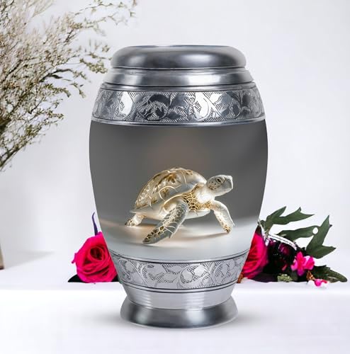 Fantasy Turtle Urn for Human Ashes - Cremation Urn Human Ashes | Turtle Urns for Human Ashes - Funeral Urns for Adult Women - Sea Turtle Urns for Female Large 200 Cubic Inches Velvet Bag - size: 10 inch (Set of 1)