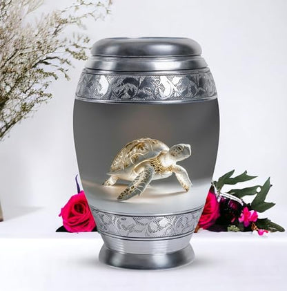 Fantasy Turtle Urn for Human Ashes - Cremation Urn Human Ashes | Turtle Urns for Human Ashes - Funeral Urns for Adult Women - Sea Turtle Urns for Female Large 200 Cubic Inches Velvet Bag - size: 10 inch (Set of 1)