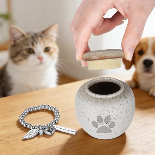 abooxiu Pet Urn for Dogs Cats 2.76 Inch Small Urn for Pet Ashes Cremation Keepsake Urns Ceramic Mini Urns for Ashes Pet Memorial Sympathy Gifts for Loss of Pets Dog Urns Cat Urns