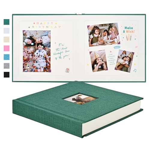 Pssoss 8x8 Inch DIY Scrapbook Album, Linen Hardcover, 40 Pages, Dark Green - color: Dark Green, size: 8 x 8 Inch 40 Pages