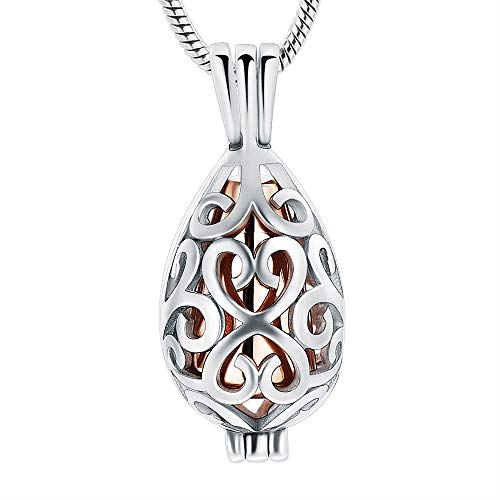 Cremation Jewelry for Ashes Pendant - Lotus Urn Necklace with Mini Keepsake Urn Memorial Ash Jewelry For Women Men - color: Silver-Rose Gold-New