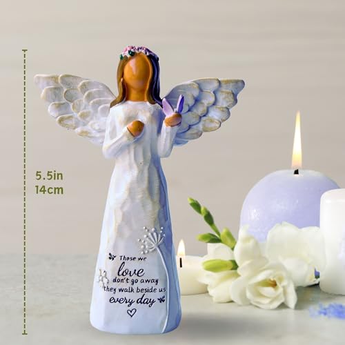 Sympathy Gifts for Loss of Loved One, 5.5" Angel Memorial Gift for Loss of Dad Mom Grandmother, Angel Figurine for Bereavement Remembrance Grief
