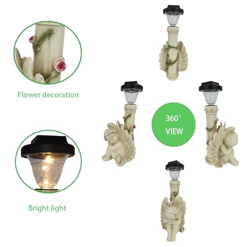Angel Statue with Solar Light,White 12.9IN - color: Streetlight Angel