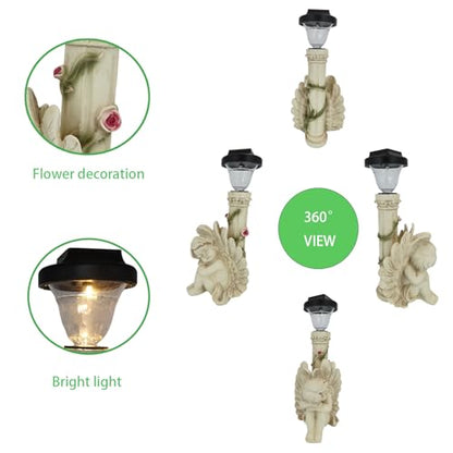 Angel Statue with Solar Light,White 12.9IN - color: Streetlight Angel