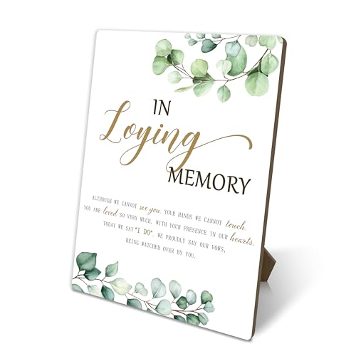 In Loving Memory Wooden Sign, Wedding Memorial Sign, Greenery, 11x8 Inches, Tabletop, Rustic