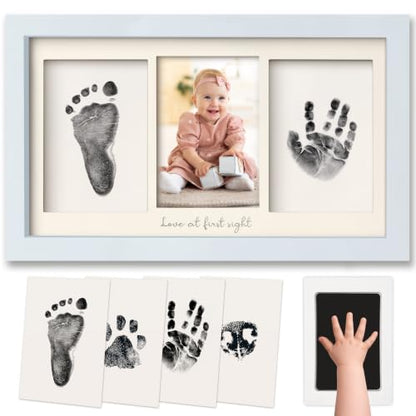 Inkless Hand and Footprint Kit, Boy Girl Newborn Keepsake (Mist Blue) | No Mess Ink Pad for Baby Handprint, Clean Touch Paw Print Kit for Dog Picture Frame, Personalized Baby Christmas Shower Gifts - color: Mist Blue