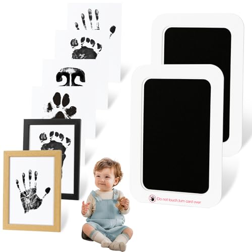 echosari 2 Pack Inkless Baby Hand and Footprint Kit with Picture Frame | | Mess Free Ink Pad for Newborn Keepsake, Dog Nose & Paw Print Kit, Ideal New Mom Gifts (Medium) - size: 2 Pack-Medium