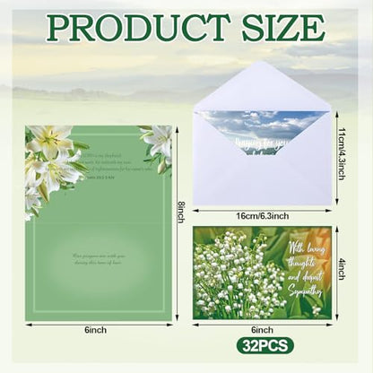 32 Pcs Christian Sympathy Cards with Scripture Religious Bereavement Cards | Assorted, Faith Based Condolence Card with Envelopes, Express Your Condolences