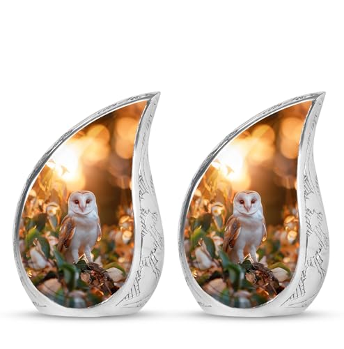 Owl Urn - Tear Drop Urns for Ashes - Urn for Human Ashes - Cremation Urns for Men - Cremation Memorial (3 inch Pack of 2) - size: Keepsake-2