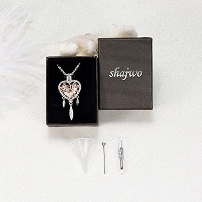 shajwo Dream Catcher Urn Necklace for Ashes - color: Rose Gold-Red
