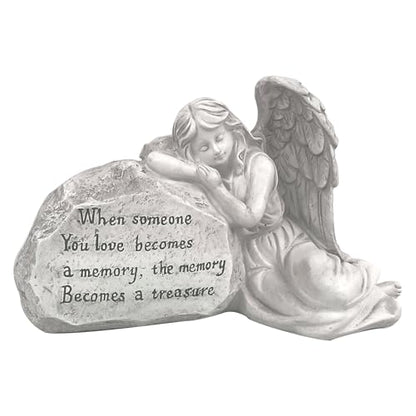 Memorial Garden Angel Stone, Engraved with Heartfelt Message, Sympathy Gift for Loss, Memorial Decor