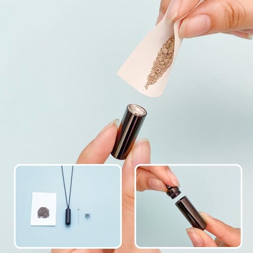 Cremation Jewelry for Ashes Pendant Urn Necklace Cylinder Keepsake Ashes Memorial Jewelry Necklace with Fill Tool Urn Memorial Ash Jewelry - color: Black