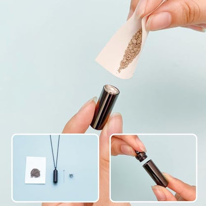 Cremation Jewelry for Ashes Pendant Urn Necklace Cylinder Keepsake Ashes Memorial Jewelry Necklace with Fill Tool Urn Memorial Ash Jewelry - color: Black
