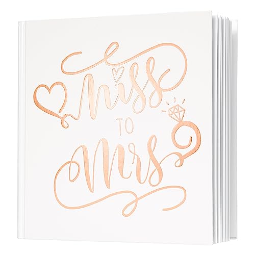 Calculs Bridal Shower Guest Book Miss to Mrs Picture Book Polaroid Blank Pages for Instant Film Rose Gold Bachelorette Party Sign in Book 8.5” Square White Cover Rose Gold Foil Stamping - style: Garden