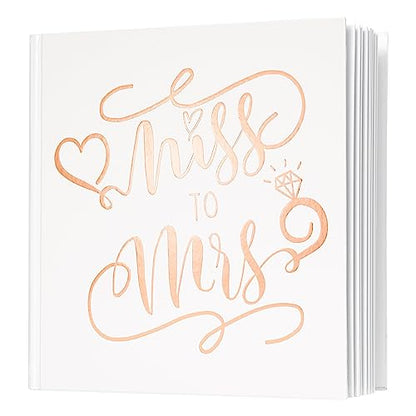Calculs Bridal Shower Guest Book Miss to Mrs Picture Book Polaroid Blank Pages for Instant Film Rose Gold Bachelorette Party Sign in Book 8.5” Square White Cover Rose Gold Foil Stamping - style: Garden