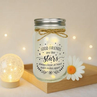 Friendship Gifts for Women, Birthday Christmas Thankgiving Holiday Gifts for Best Friend Woman, Mason Decorative Jar Night Lights for Friends Sister - style: Friends
