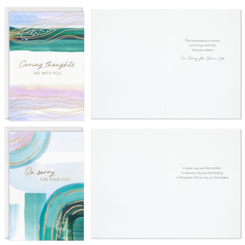Hallmark Sympathy Cards with Envelopes, 12-Pack (Watercolor with Gold Foil) - style: Sympathy