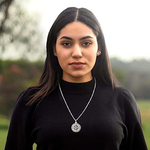 Compass Necklace for Women Men 925 Sterling Silver Pendant Urn Necklaces for Ashes Picture Locket Necklace Anchor Necklace Viking Necklace Crystals CZ Moonstone Abalone Shell Turquoise Compass Jewelry - color: T-N-Urn Necklace Holds Picture, style: Urn Ne