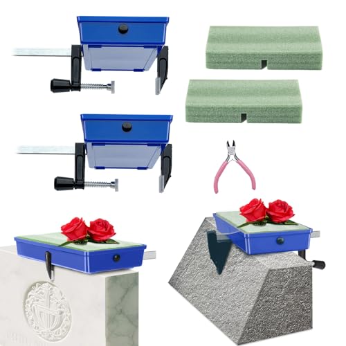 Never Blown Away! 2 Sets Cemetery Saddles, Grave Headstones Gravestone Monument Saddle - Funeral Saddles Holder, Fits 6 to 12 Inches Tombstone, Cemetery Decoration Saddles, Blue(Patented) - color: Blue, size: 6 to 12 inches