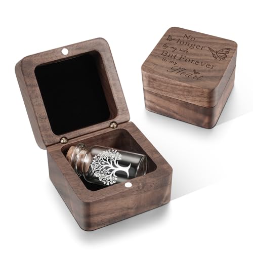 SOITIS Wood Box for Ashes Tree Glass Keepsake Urns for Human Ashes Mini Urn - size: White