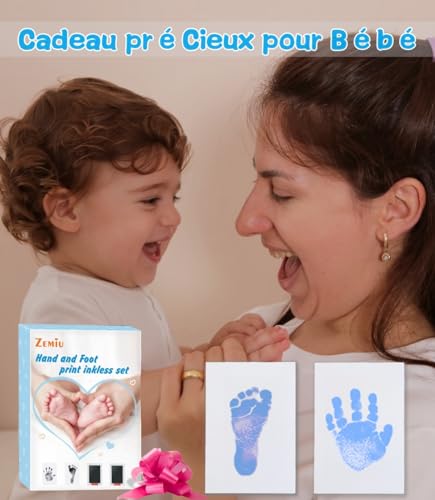 Baby Hand and Footprint Kit,Inkless Print Kit,Safe Non-Toxic for Baby - color: Blue