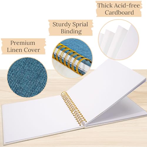 10"x10" Scrapbook Photo Album Linen Cover 20 Sheets 40 Pages White Paper - color: Blue, size: 10 Inch 40 Pages