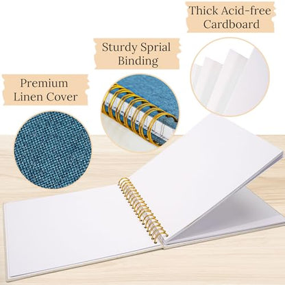 10"x10" Scrapbook Photo Album Linen Cover 20 Sheets 40 Pages White Paper - color: Blue, size: 10 Inch 40 Pages