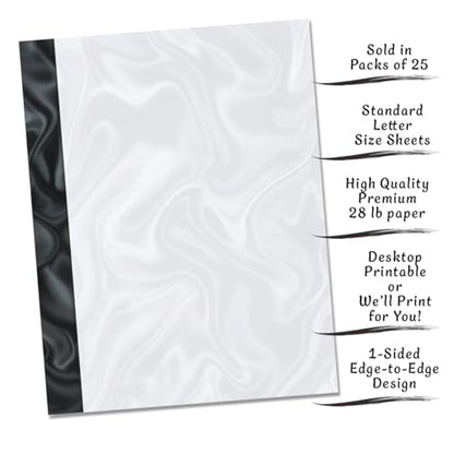 PaperDirect Black Tie Affair Letter Paper, Elegant Full-Color Design, 8.5 x 11, Acid-Free, Ideal for Invitations, Flyers, Newsletters, Certificates, Personal and Event Use, Cards, 25 Sheets - color: Black Tie Affair