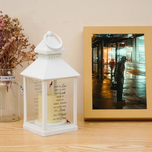 Memorial Lantern, Sympathy Gifts for Loss of Loved One/ Mom/ Dad (White) - color: White