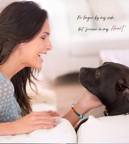 TONY & SANDY Dog Memorial Gifts, Pet Sympathy Rainbow Bridge Pet Memorial Bracelet for Men Women Girls Who Loss of Beloved Dog Cat - color: Amazonite